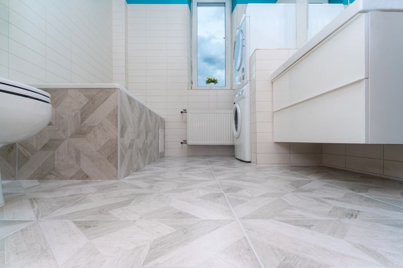 Patterned Floor Tiles in Modern Bathroom